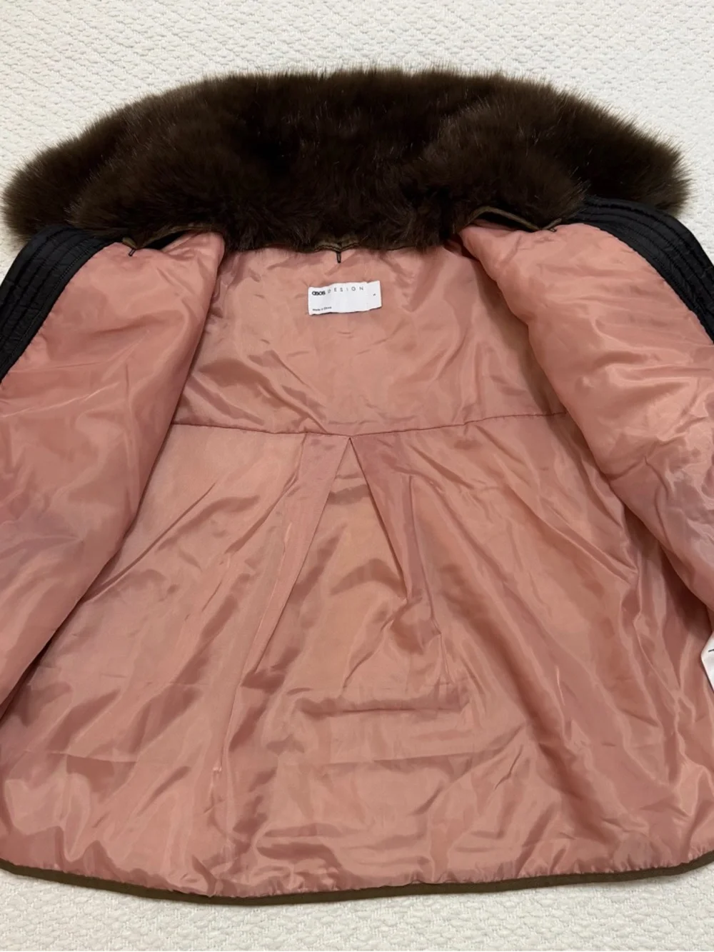 Asos Design Quilted Hybrid Teddy Collarless Jacket Mocha Women’s Size Small Chic - Picture 10 of 12